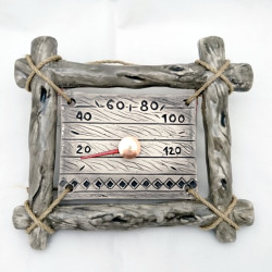 Керамический термометр для сауны - в рамке из прутьев. 