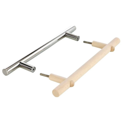 Комплект дверных ручек из нержавеющей стали и дерева  Комплект дверных ручек из нержавеющей стали и дерева