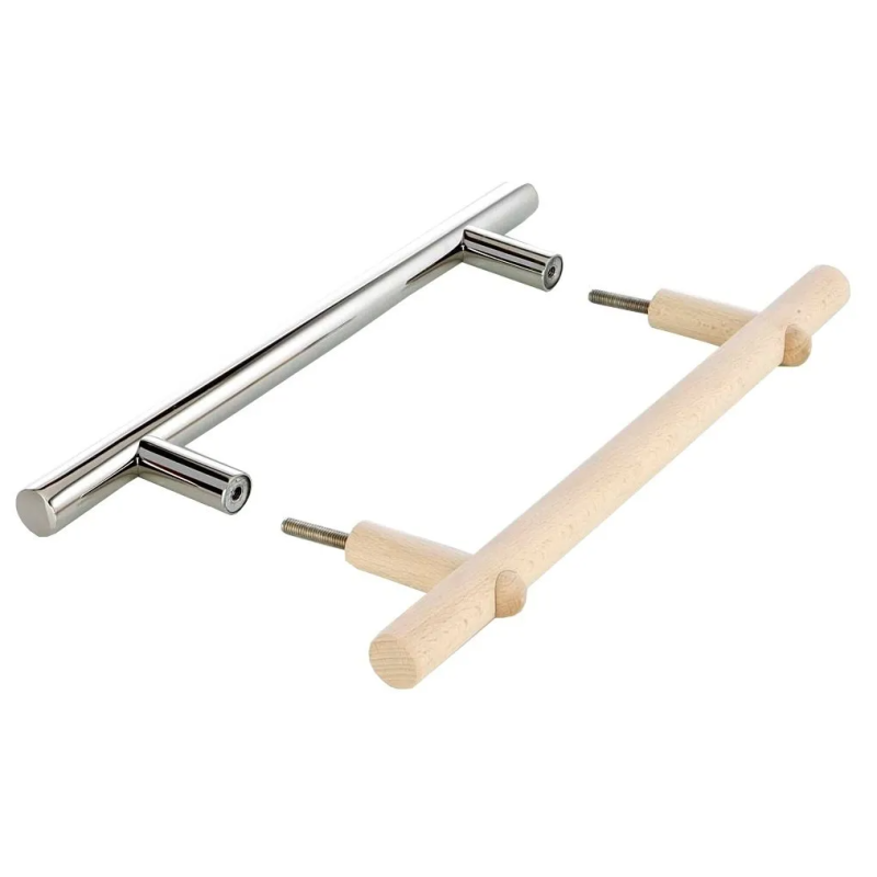 Комплект дверных ручек из нержавеющей стали и дерева