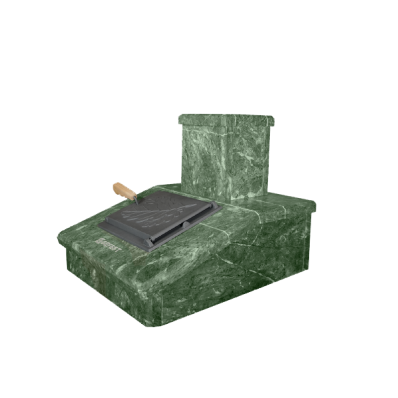 Отделка дымохода камнем, серпантин, 290 мм