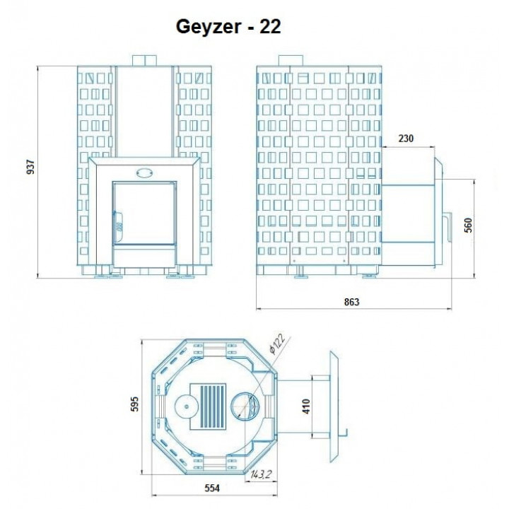 Дровяной обогреватель для сауны - NOVA GEYZER 22