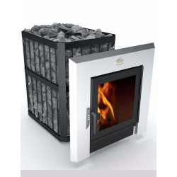 Дровяная каменка для сауны - NOVA PANORAMA 18 с сетью  Дровяная каменка для сауны - NOVA PANORAMA 18 с сетью