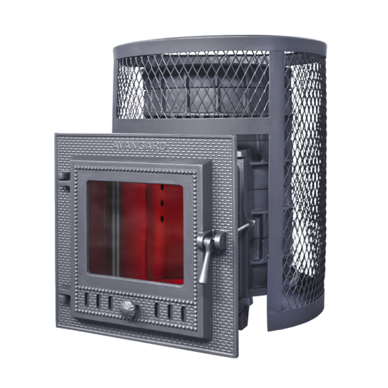 Дровяная банная печь ГЕФЕСТ-Авангард 24 (М) в круглой решетке