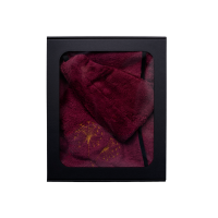 Подарочный набор в подарочной коробке для НЕЁ. Женский банный колпак и фартук - БОРДОВЫЙ.