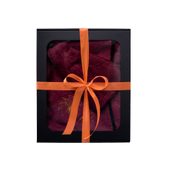 Подарочный набор в подарочной коробке для НЕЁ. Женский банный колпак и фартук - БОРДОВЫЙ. 