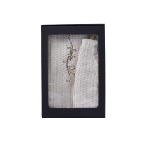 Подарочный набор в подарочной коробке для НЕЁ. Женский банный колпак и фартук - ЛЕН, вышитый.