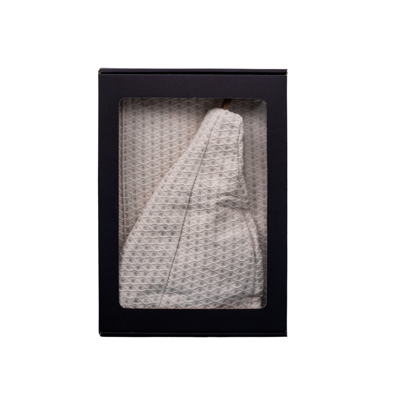 Подарочный набор в подарочной коробке для НЕГО. Мужская шапка для сауны и фартук - ЛЁН