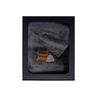 Подарочный набор в подарочной коробке для НЕГО. Мужская шапка для сауны и фартук - СЕРЫЙ