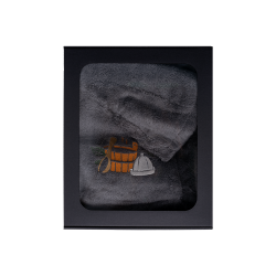 Подарочный набор в подарочной коробке для НЕГО. Мужская шапка для сауны и фартук - СЕРЫЙ 