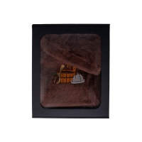 Подарочный набор в подарочной коробке для НЕГО. Мужская шапка для сауны и фартук - КОРИЧНЕВЫЙ.