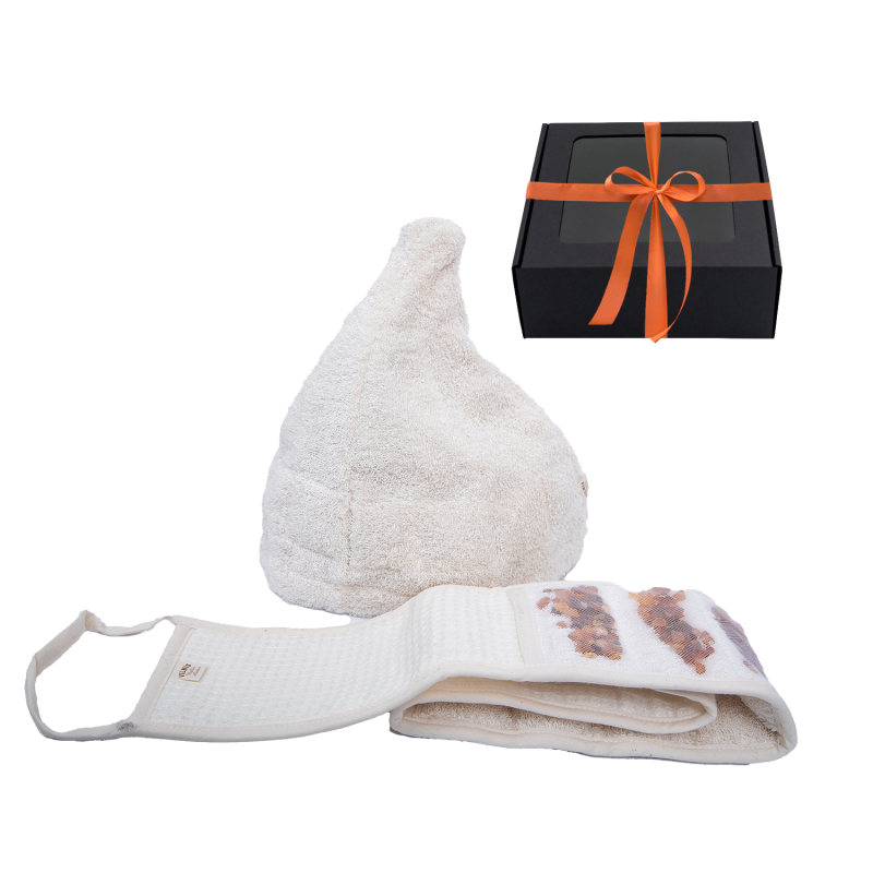 Подарочный набор GINTARAI в подарочной коробке. Шапочка и тампон.