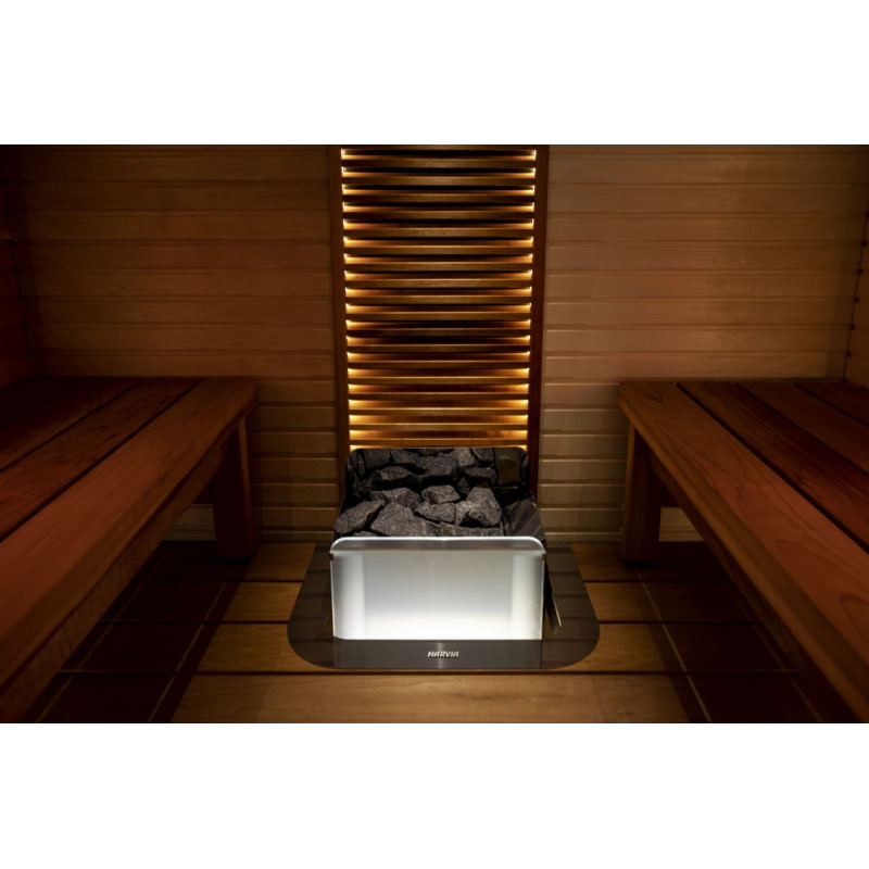 Вариант Harvia The Wall стеклянная пластина с подсветкой сатин