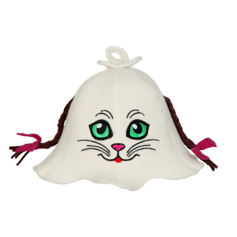 Шапка для сауны - Кошка с косичками