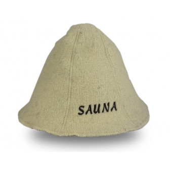 Шапка для сауны - SAUNA, белая, шерстяная