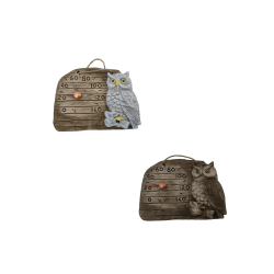 Керамический термометр для сауны - сова на ветке 