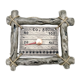 Керамический термометр для сауны - в рамке из прутьев. 