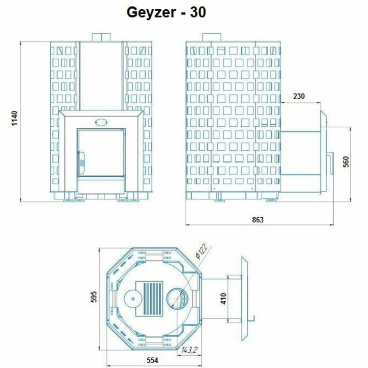 Дровяной обогреватель для сауны - NOVA GEYZER 30