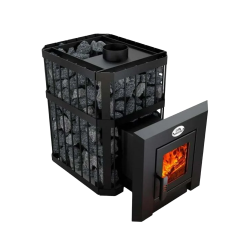 Дровяная каменка для сауны - NOVA KLASSIK 12 с сетью, стеклянные дверцы 