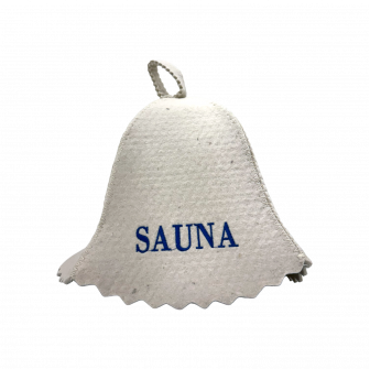 Шапка для сауны - SAUNA, с синей надписью