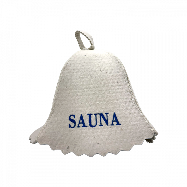 Шапка для сауны - SAUNA, с синей надписью