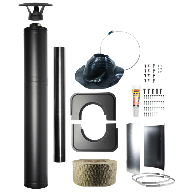 Комплект дымохода стальной изолированный - HARVIA, черный