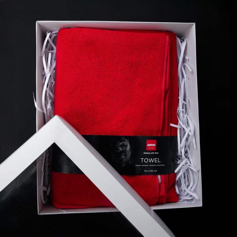 Полотенце в подарочной упаковке, HARVIA, 70 х 140см, красное