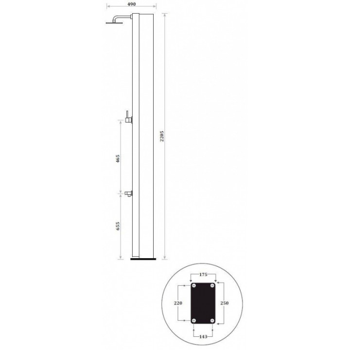 Солнечный душ SOLARNI 40 L, с мойкой для ног, NP