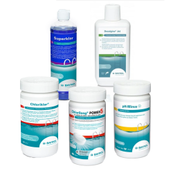 Комплект для обслуживания бассейнов с картриджным фильтром, с хлором  Комплект для обслуживания бассейнов с картриджным фильтром, с хлором