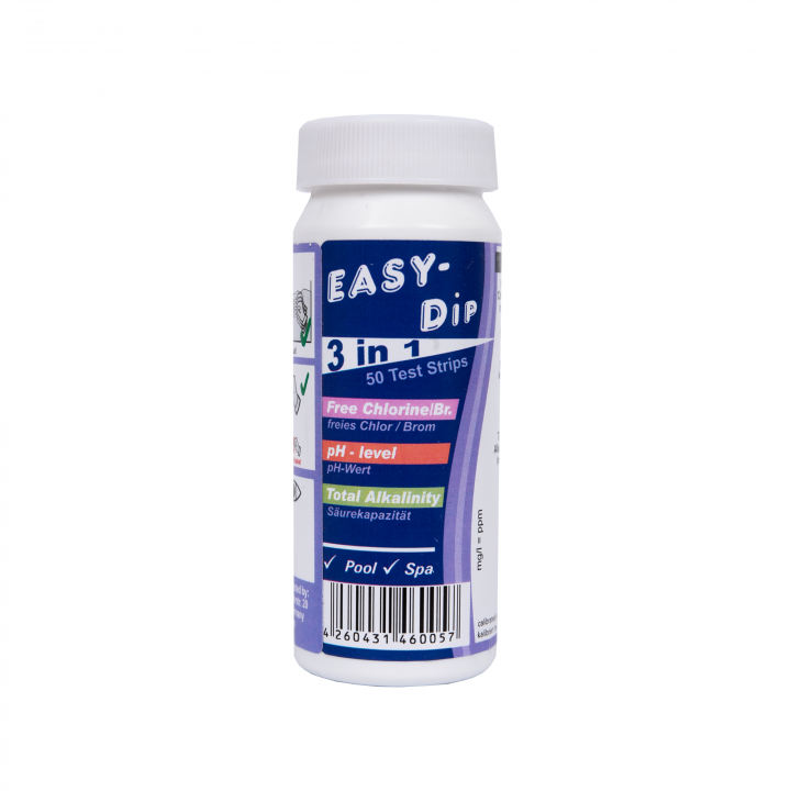 Тест-полоски для воды Easy-Dip 3 в 1, определение pH/CL/BR/щелочности, 50 шт.