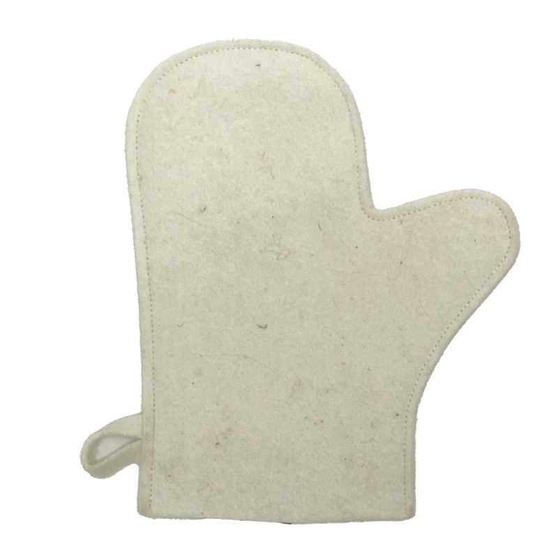 Перчатка шерстяная для сауны, белая