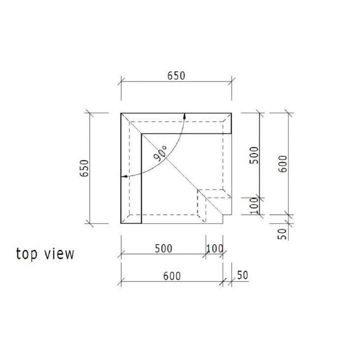 WEDI угловая кровать для паровой бани 650mm