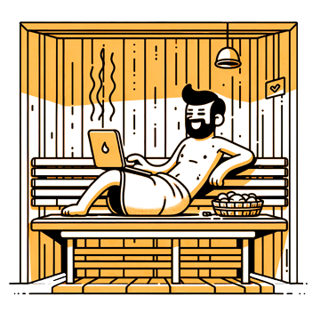 programmer sitting in sauna